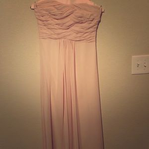 monique lhuillier blush bridesmaid dress